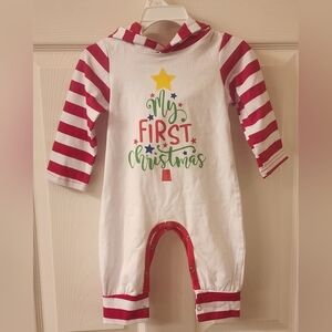 Festive Red and White Christmas Baby Romper